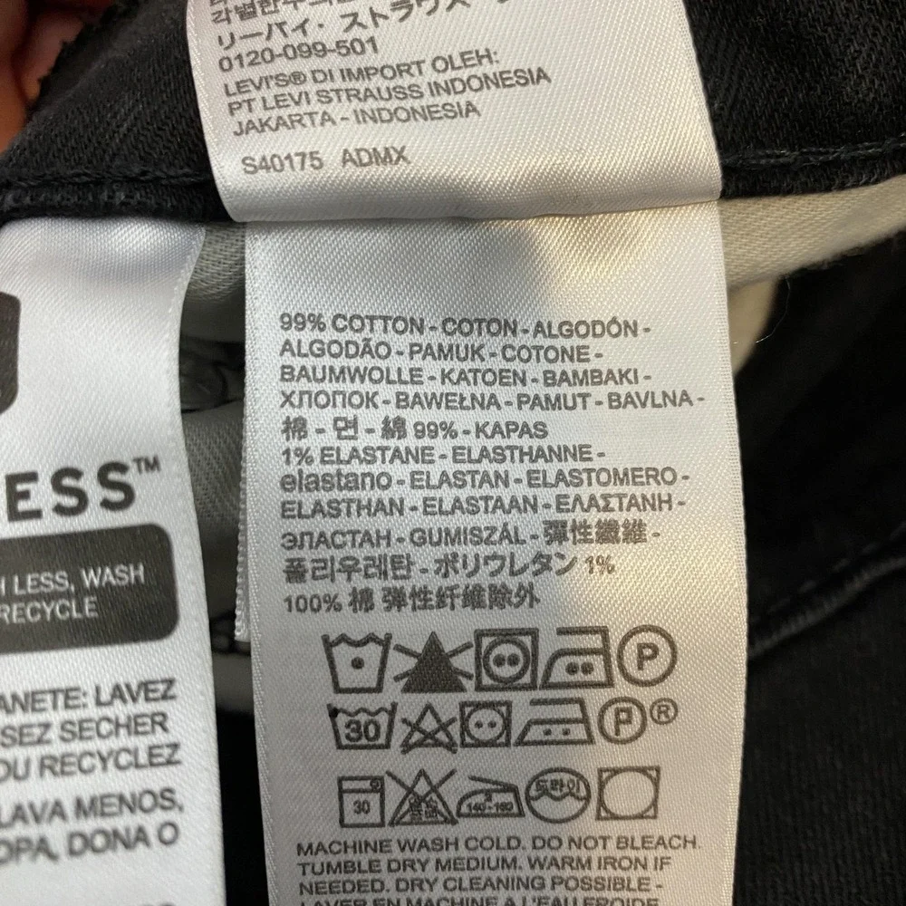 Levis 541 Jeans Mens 42x34 Black Dark Wash Athletic Taper Stretch Denim Pants‎